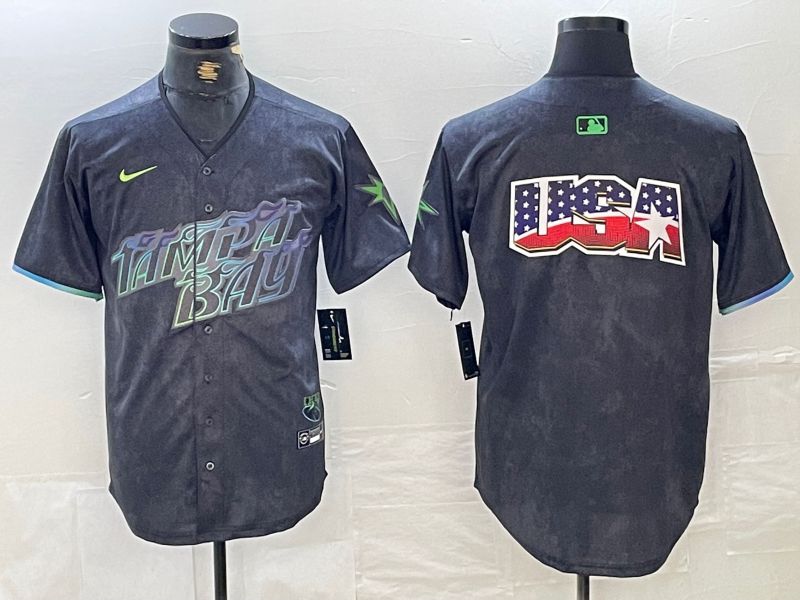 Men Tampa Bay Rays Blank Nike MLB Limited City Connect Black 2024 Jersey style 3